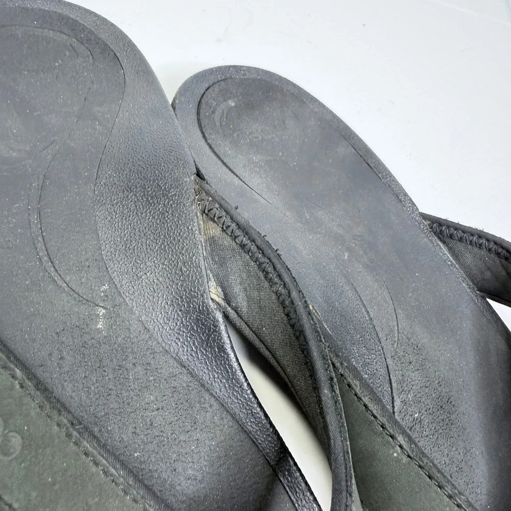 Abeo BIOsystem Mens Black Leather Thong Sandals Flip Flops Size 10